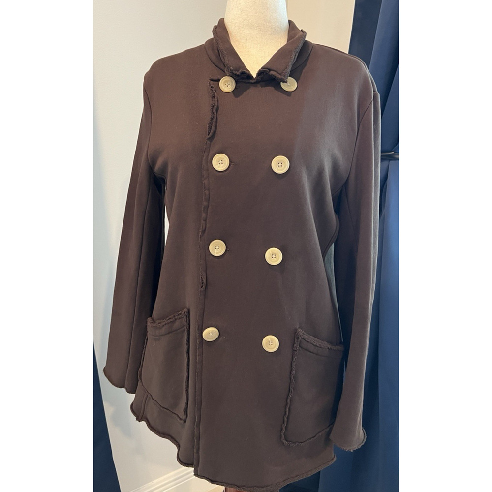 FRANK & EILEEN Belfast Double Breasted Peacoat BROWN M Retails $348 QUIET LUXURY - Picture 2 of 12